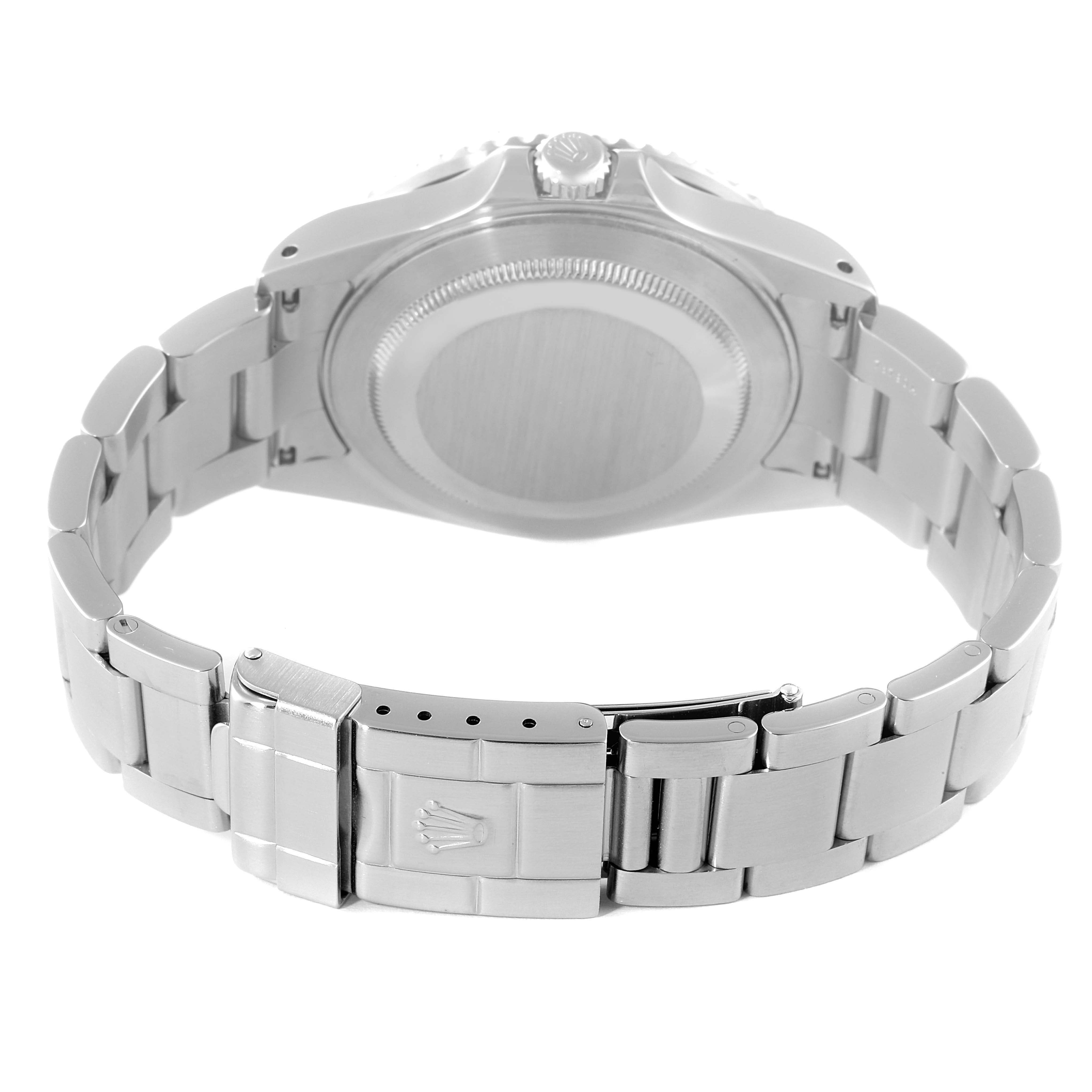 This image shows the backside and bracelet clasp of a Rolex GMT-Master 16710 Men
s Stainless Steel Black Dial 16710 Men
s Stainless Steel Black Dial watch.