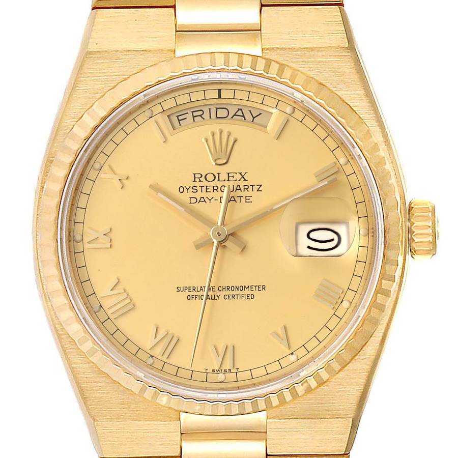 Rolex Oysterquartz President Day-Date Yellow Gold Mens Watch 19018 Box Papers SwissWatchExpo