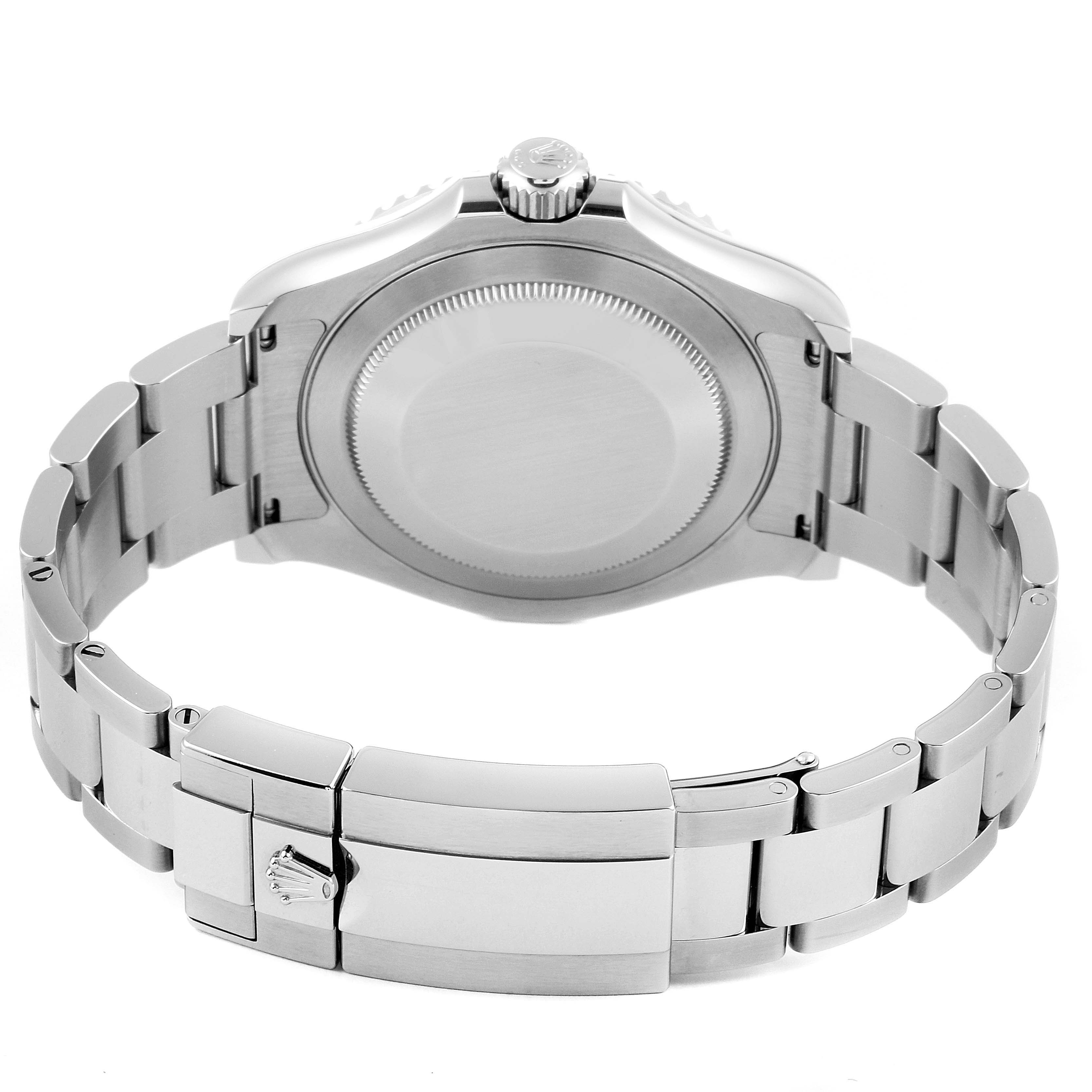 The image shows the back case and bracelet of a Rolex Yacht-Master 126622 Men
s Stainless Steel Grey Dial 126622 Men
s Stainless Steel Grey Dial watch from a rear angle.