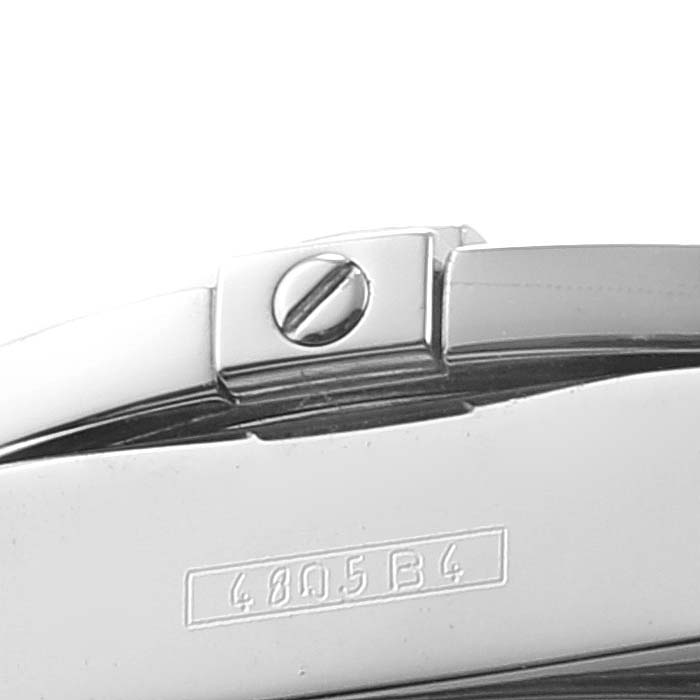 This image shows a close-up of the bracelet clasp of the Breitling A71356 Women's Stainless Steel Mother of Pearl Dial A71356 Women's Stainless Steel Mother of Pearl Dial Cockpit Mother of Pearl Diamond Steel Ladies Watch A71356.