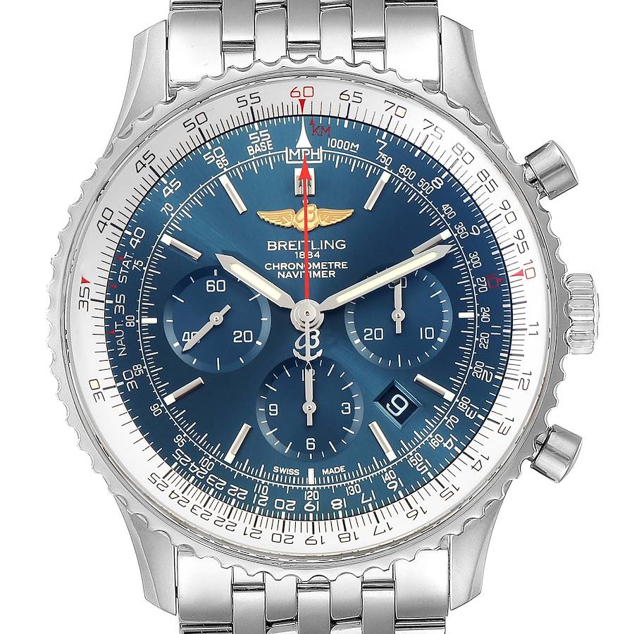 Breitling Navitimer 01 46mm Aurora Blue Dial Watch AB0127 Box Papers SwissWatchExpo