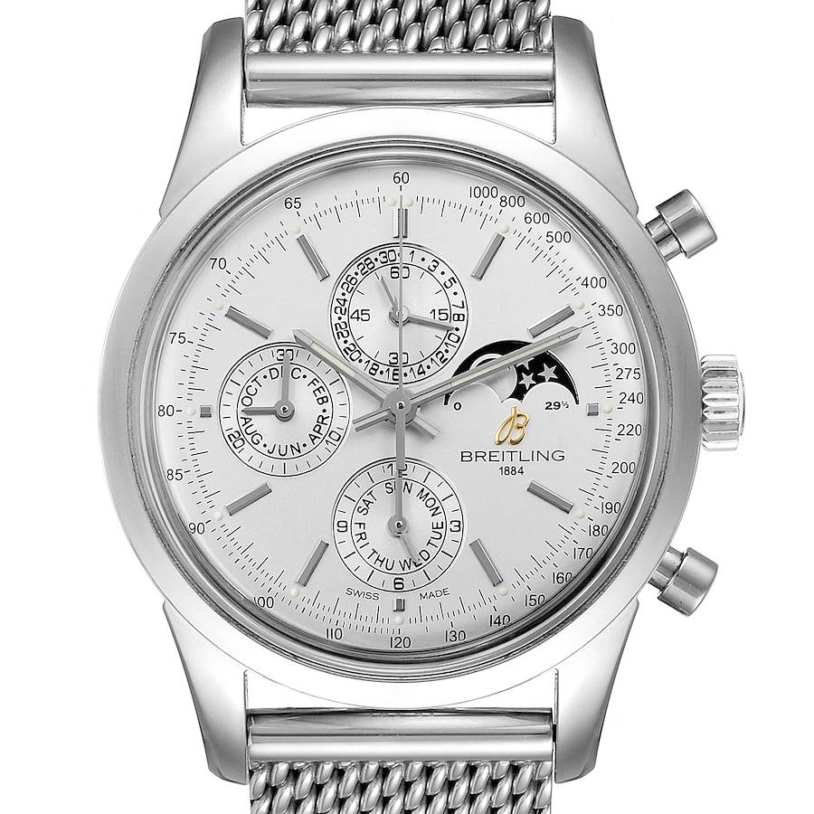 Breitling Transocean 1461 Perpetual Moonphase Watch A19310 Box Papers SwissWatchExpo