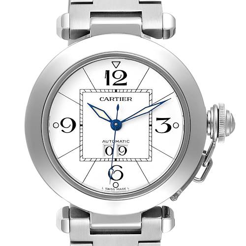 Photo of Cartier Pasha C Midsize Big Date Steel Watch White Dial W31055M7