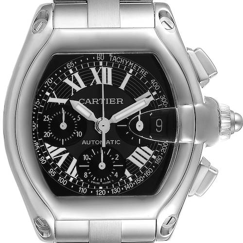 Photo of Cartier Roadster XL Chronograph Black Dial Mens Steel Watch W62007X6