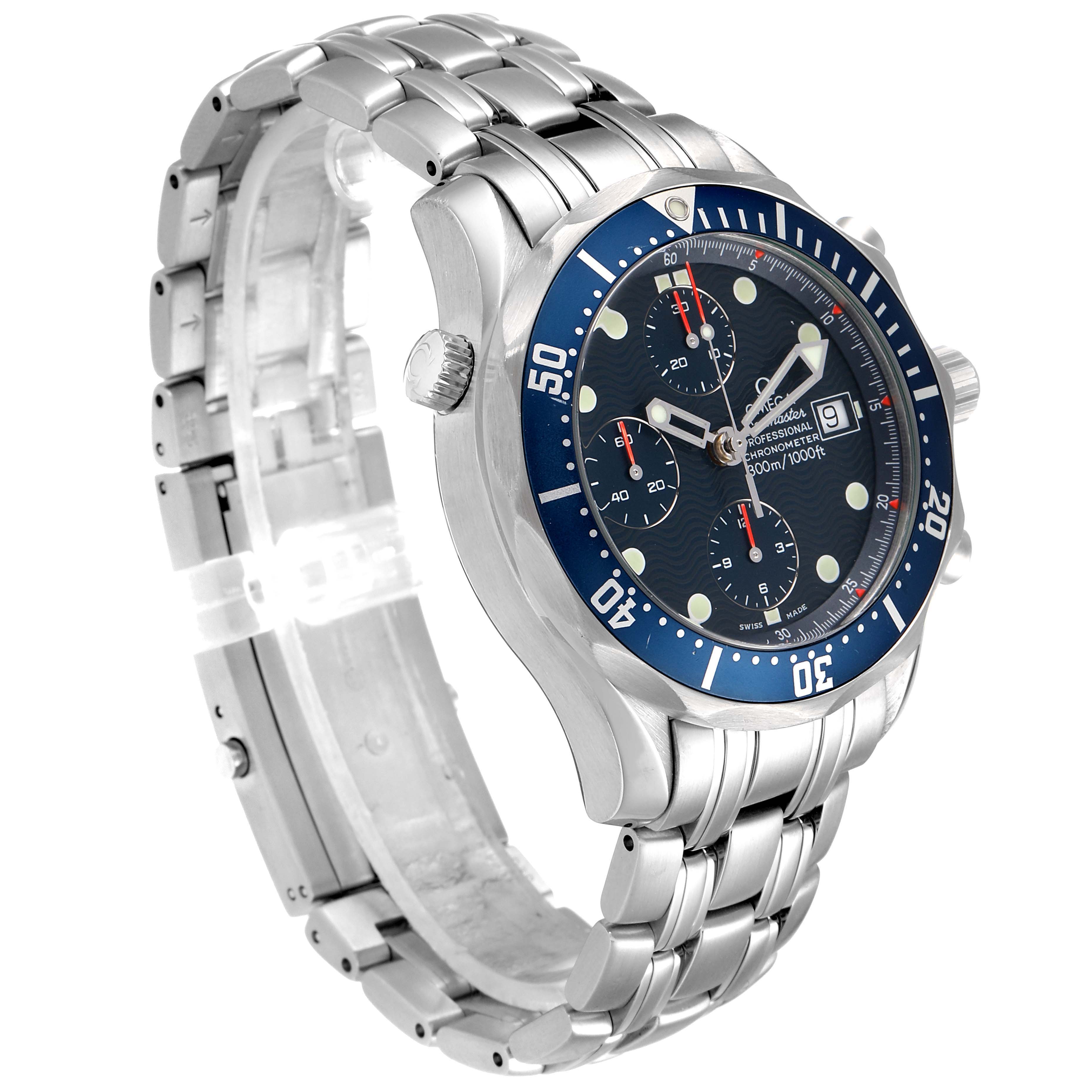 The image shows a stainless steel Omega Seamaster 2599.80.00 Men
s Stainless Steel Blue Dial 2599.80.00 Men
s Stainless Steel Blue Dial watch at a three-quarter angle, displaying its face, bezel, and bracelet.
