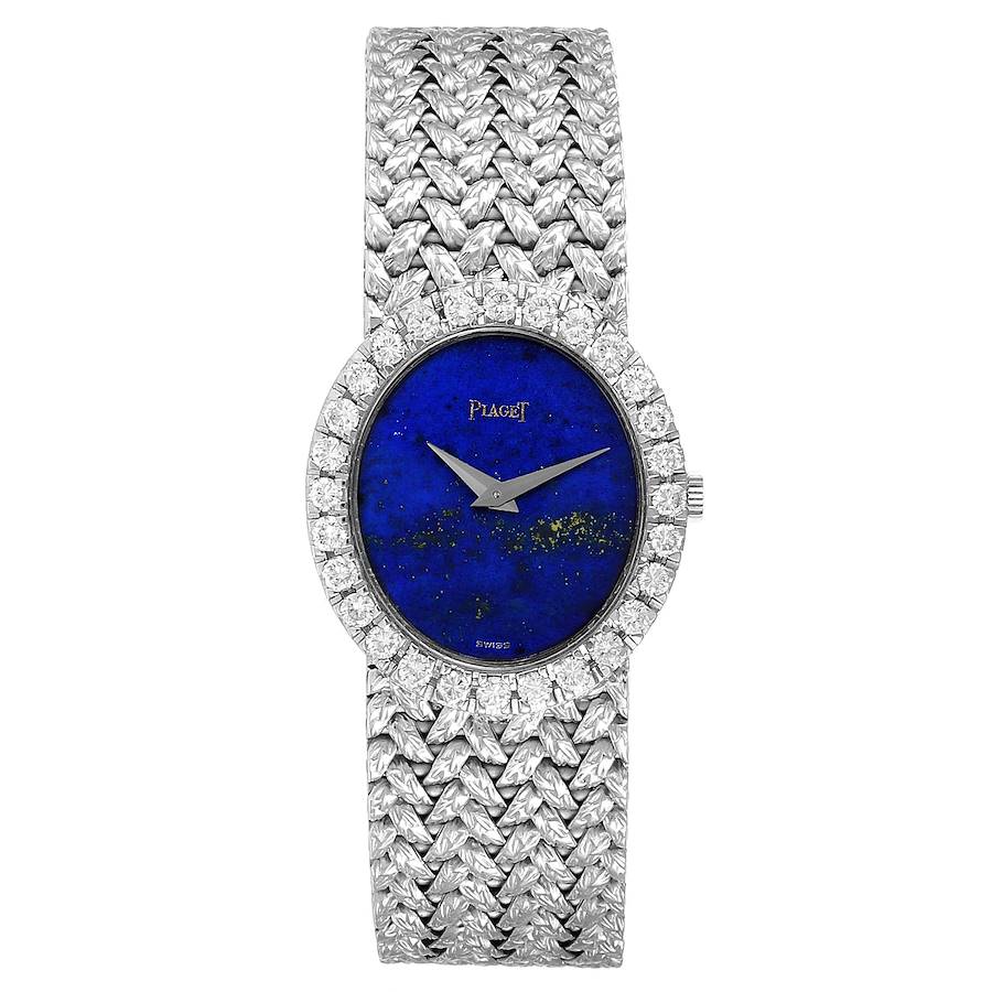 Piaget White Gold Lapis Lazuri Dial Diamond Vintage Cocktail