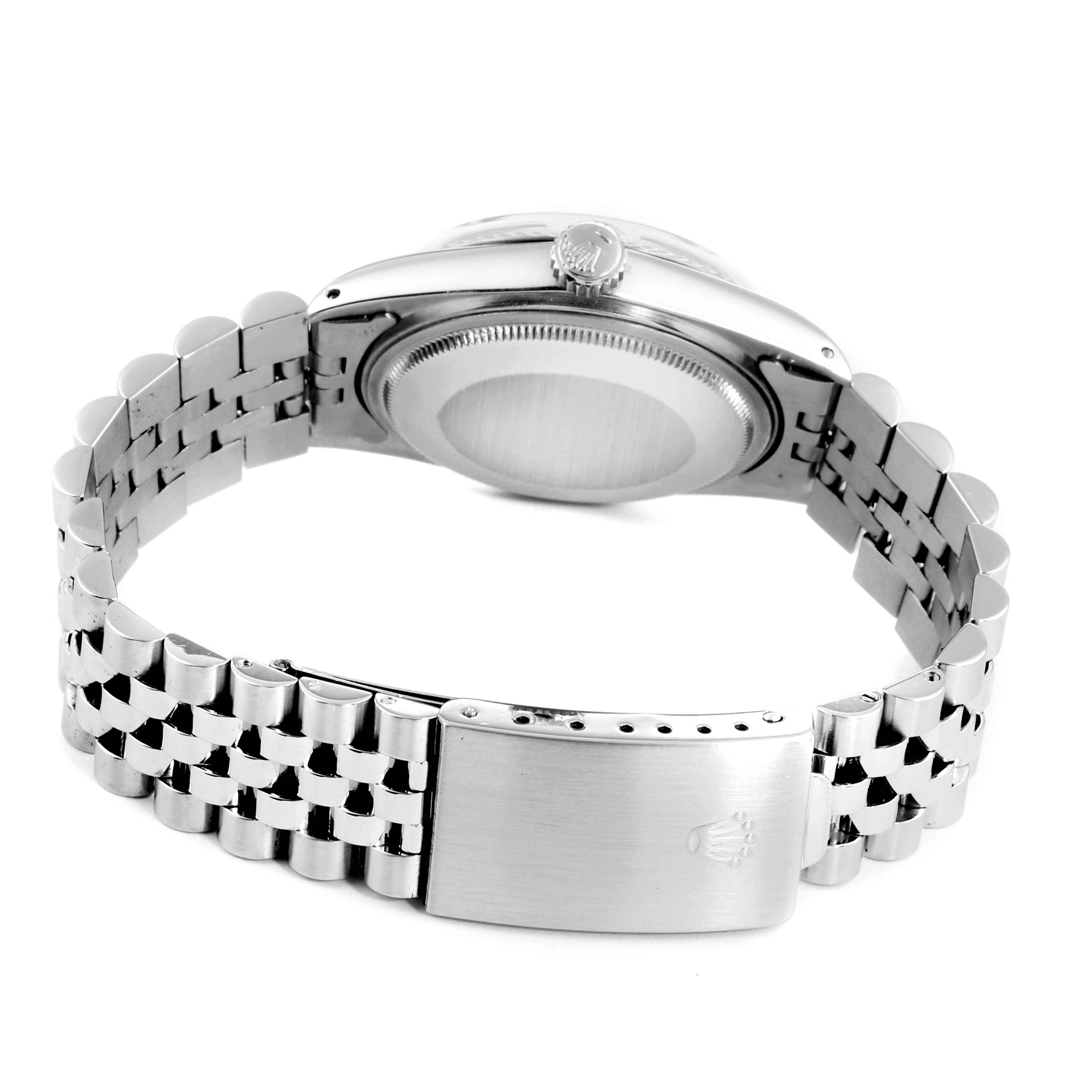 This image shows the back and clasp of a Rolex Vintage Collection 16014 Men's Stainless Steel Silver Dial 16014 Men's Stainless Steel Silver Dial watch.