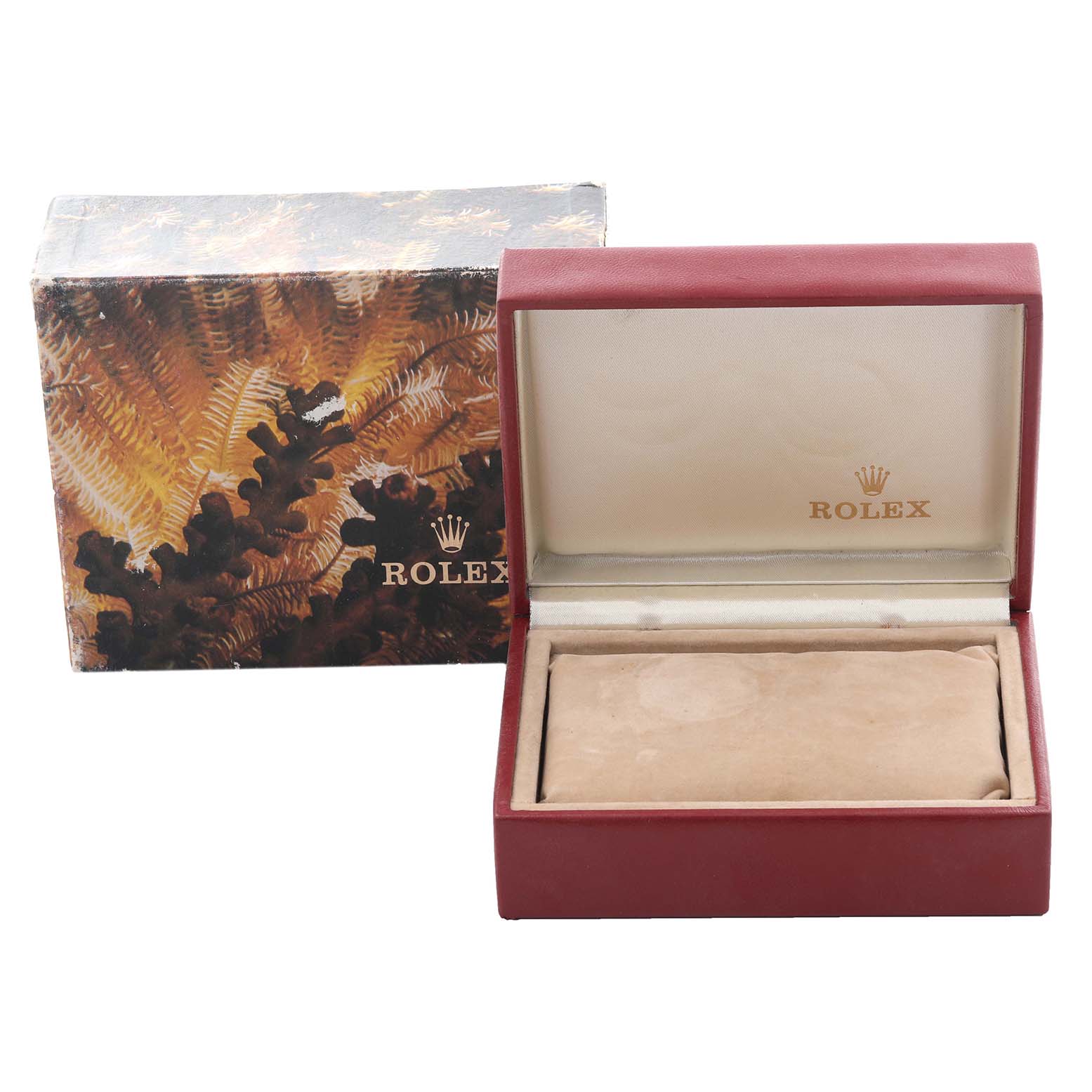 The image shows a Rolex Datejust 69173 Women
s Steel and Gold (two tone) Champagne Dial 69173 Women
s Steel and Gold (two tone) Champagne Dial watch box, including the inner and outer packaging.