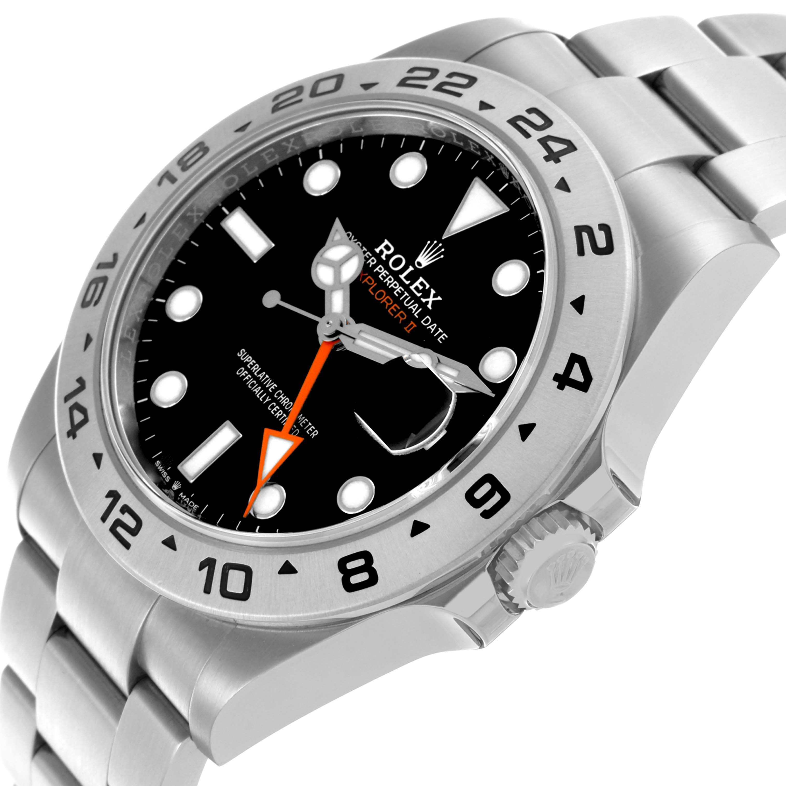 The Rolex Explorer M226570-0002 Men's Stainless Steel Black Dial M226570-0002 Men's Stainless Steel Black Dial model is shown at an angled side view, highlighting the bezel, dial, bracelet, and crown.