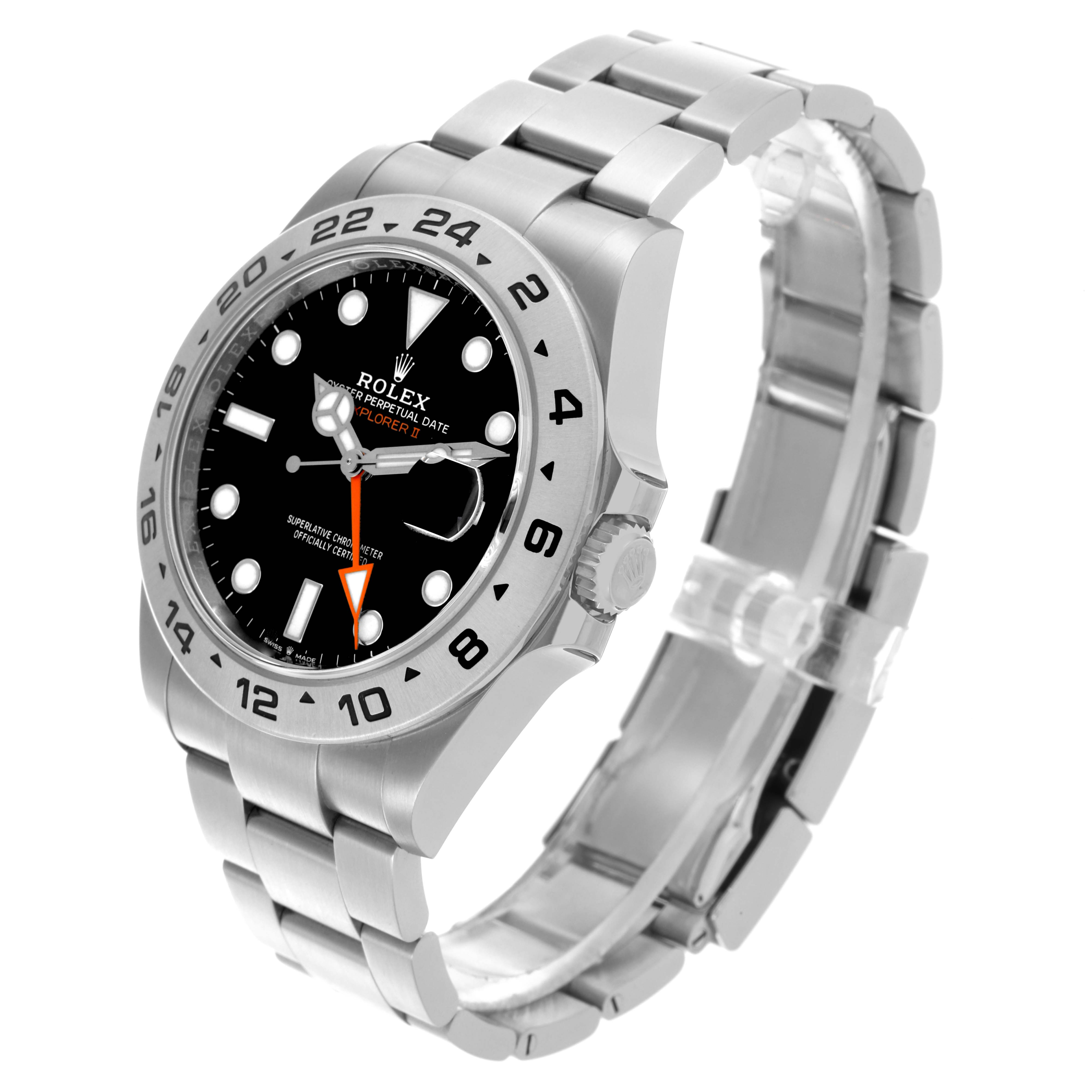 The Rolex Explorer M226570-0002 Men's Stainless Steel Black Dial M226570-0002 Men's Stainless Steel Black Dial model is shown at a slight angle, displaying the face, bezel, and bracelet prominently.