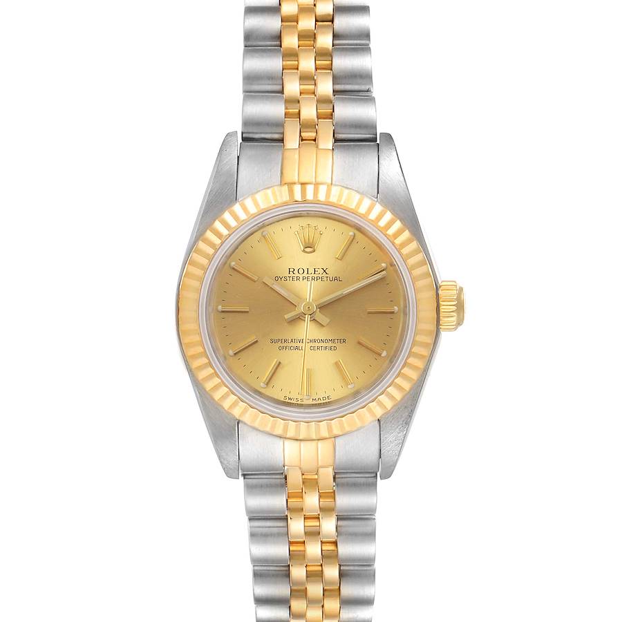Rolex Oyster Perpetual NonDate Ladies Steel Yellow Gold Watch 76193 SwissWatchExpo