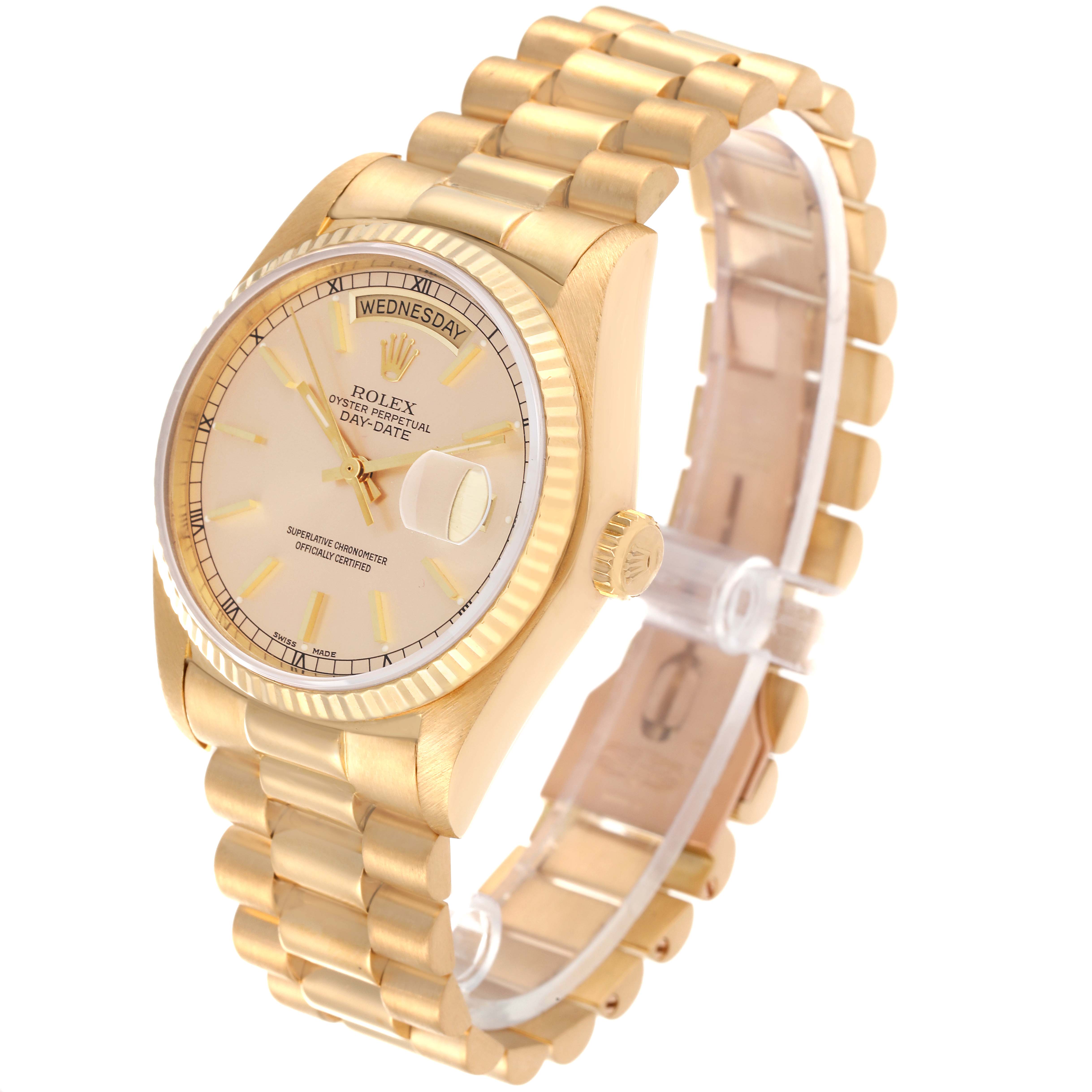 Rolex President Day-Date Yellow Gold Champagne Dial Mens Watch 18038 ...