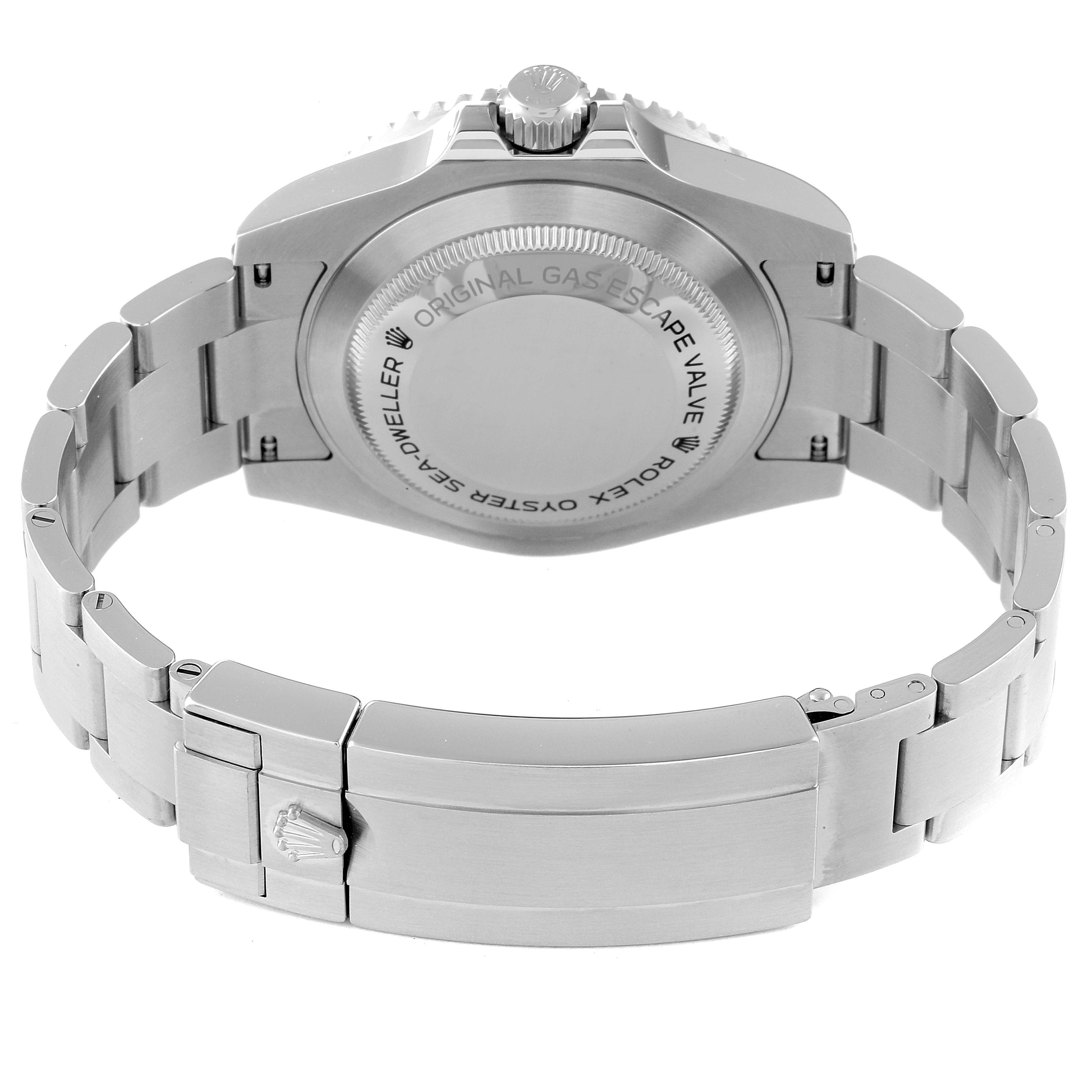 The image shows the back and clasp of a Rolex Sea-Dweller 116600 Men
s Stainless Steel Black Dial 116600 Men
s Stainless Steel Black Dial watch, highlighting the bracelet and case-back.