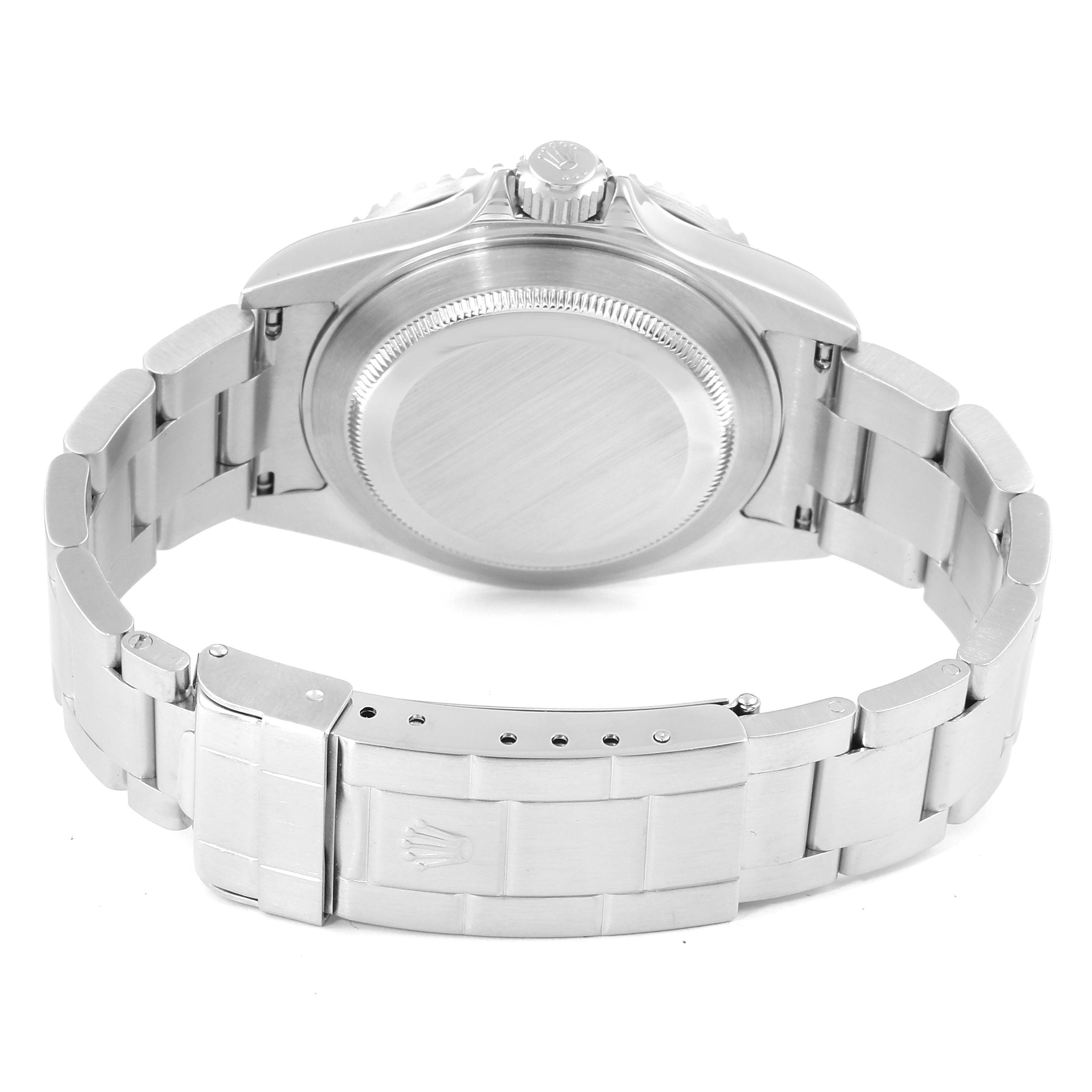 The image shows the back case, bracelet, clasp, and crown of a Rolex Submariner 16610LV Men's Stainless Steel Black Dial 16610LV Men's Stainless Steel Black Dial watch from a rear angle.