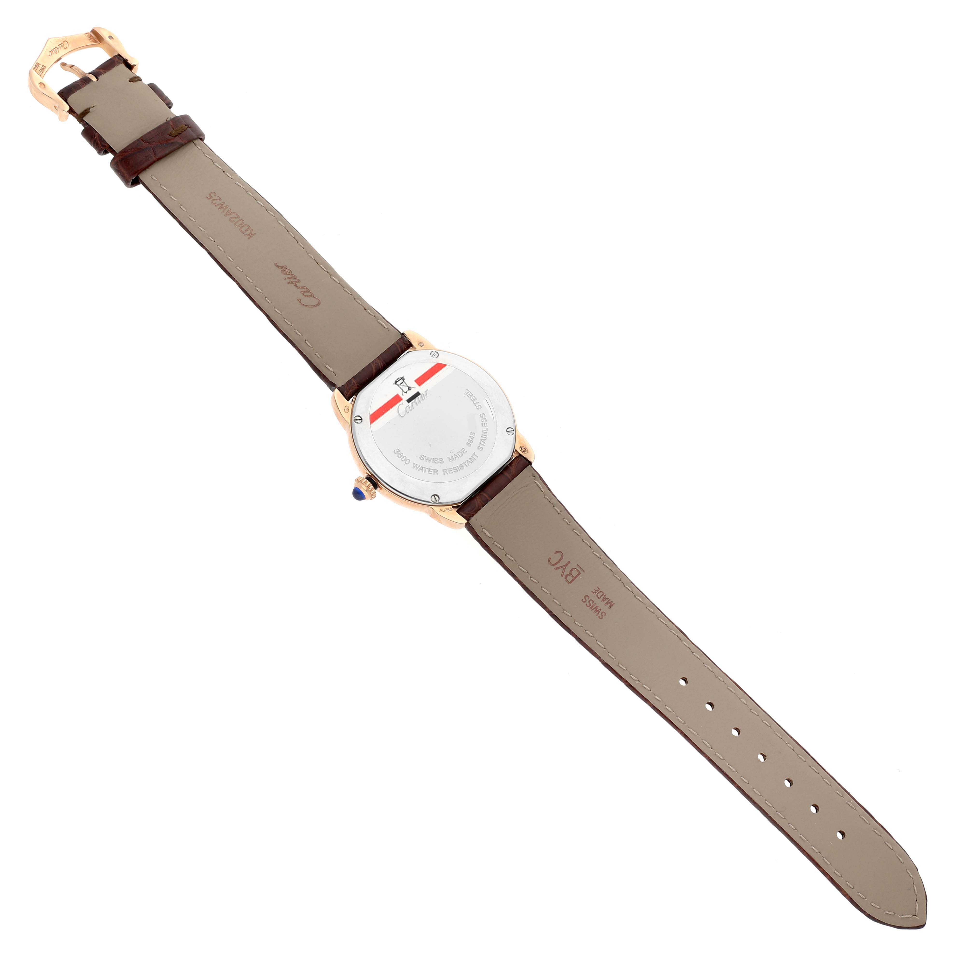 The image shows the back and strap of the Cartier Ronde W6701007 Women's Steel and Gold (two tone) Silver Dial W6701007 Women's Steel and Gold (two tone) Silver Dial watch, highlighting the case and clasp.