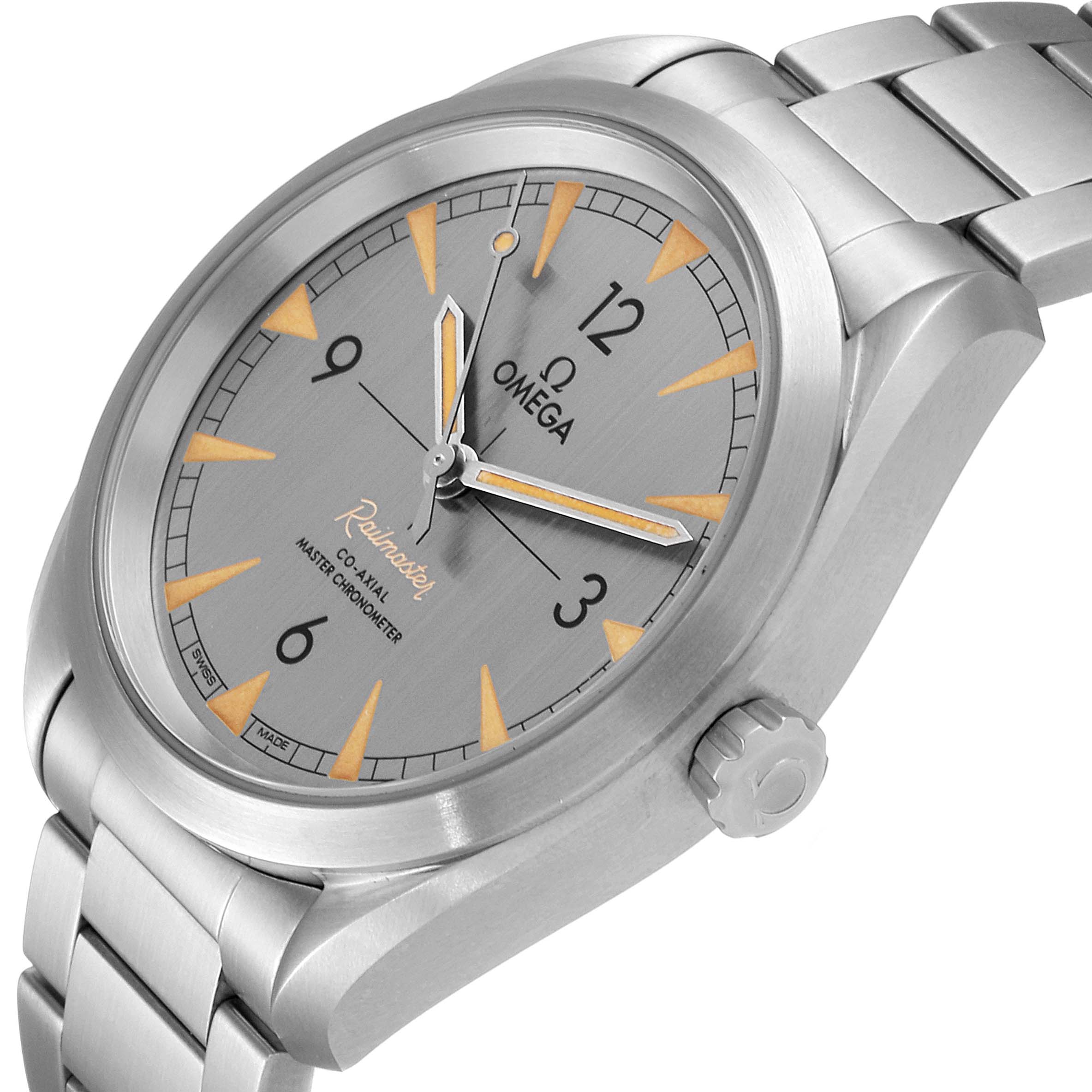 The image shows an Omega Seamaster 220.10.40.20.06.001 Men
s Stainless Steel Grey Dial 220.10.40.20.06.001 Men
s Stainless Steel Grey Dial watch at a slight angle, highlighting its face, case, and part of the bracelet.