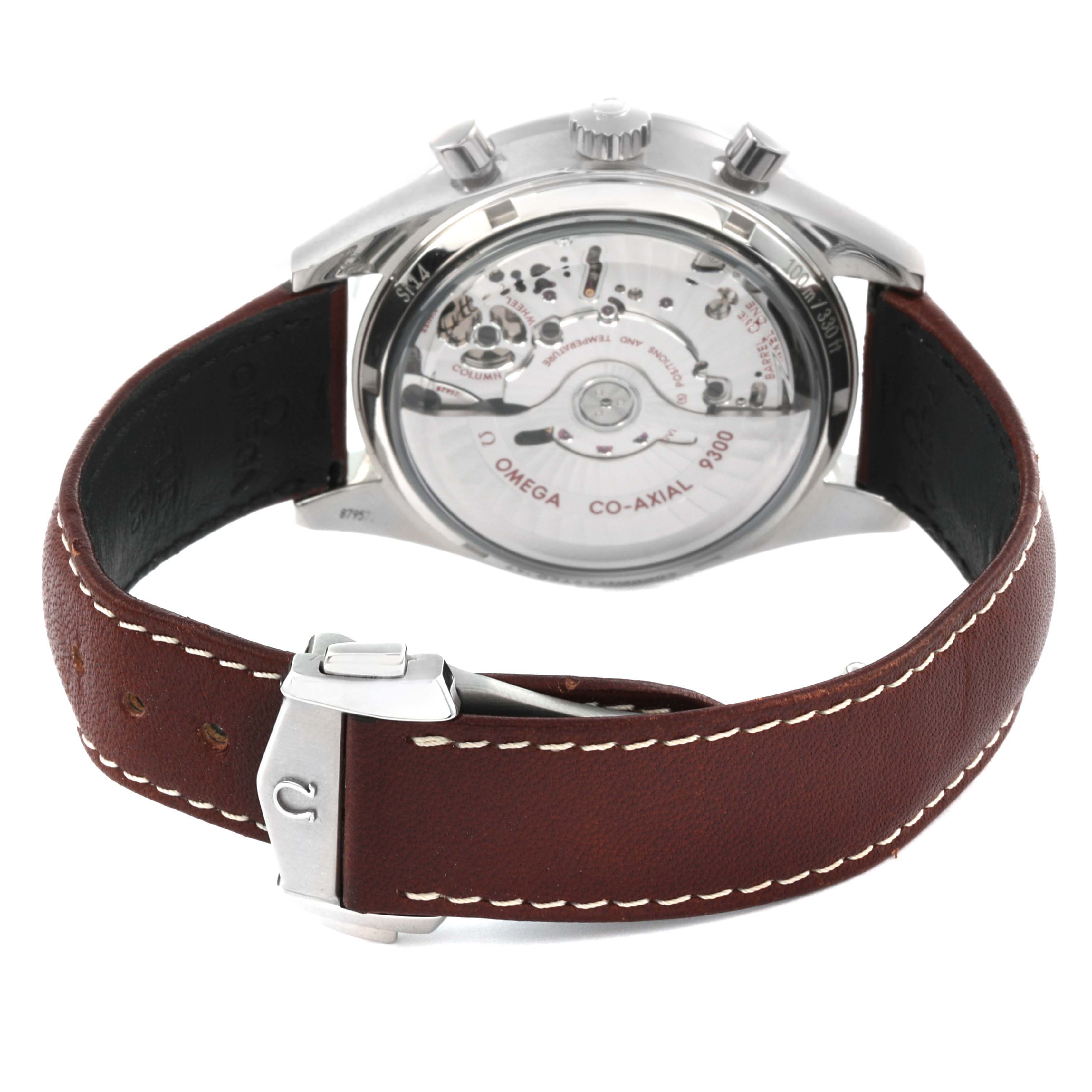 The image shows the back of the Omega Seamaster 331.12.42.51.02.002 Men's Stainless Steel Silver Dial 331.12.42.51.02.002 Men's Stainless Steel Silver Dial watch, displaying the transparent case back and the movement inside.