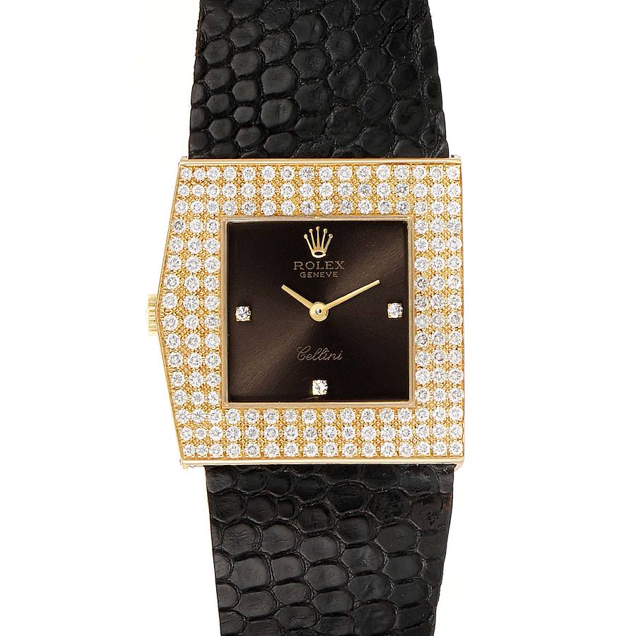 Rolex Cellini Midas Yellow Gold Slate Dial Diamond Vintage Watch 4031 SwissWatchExpo