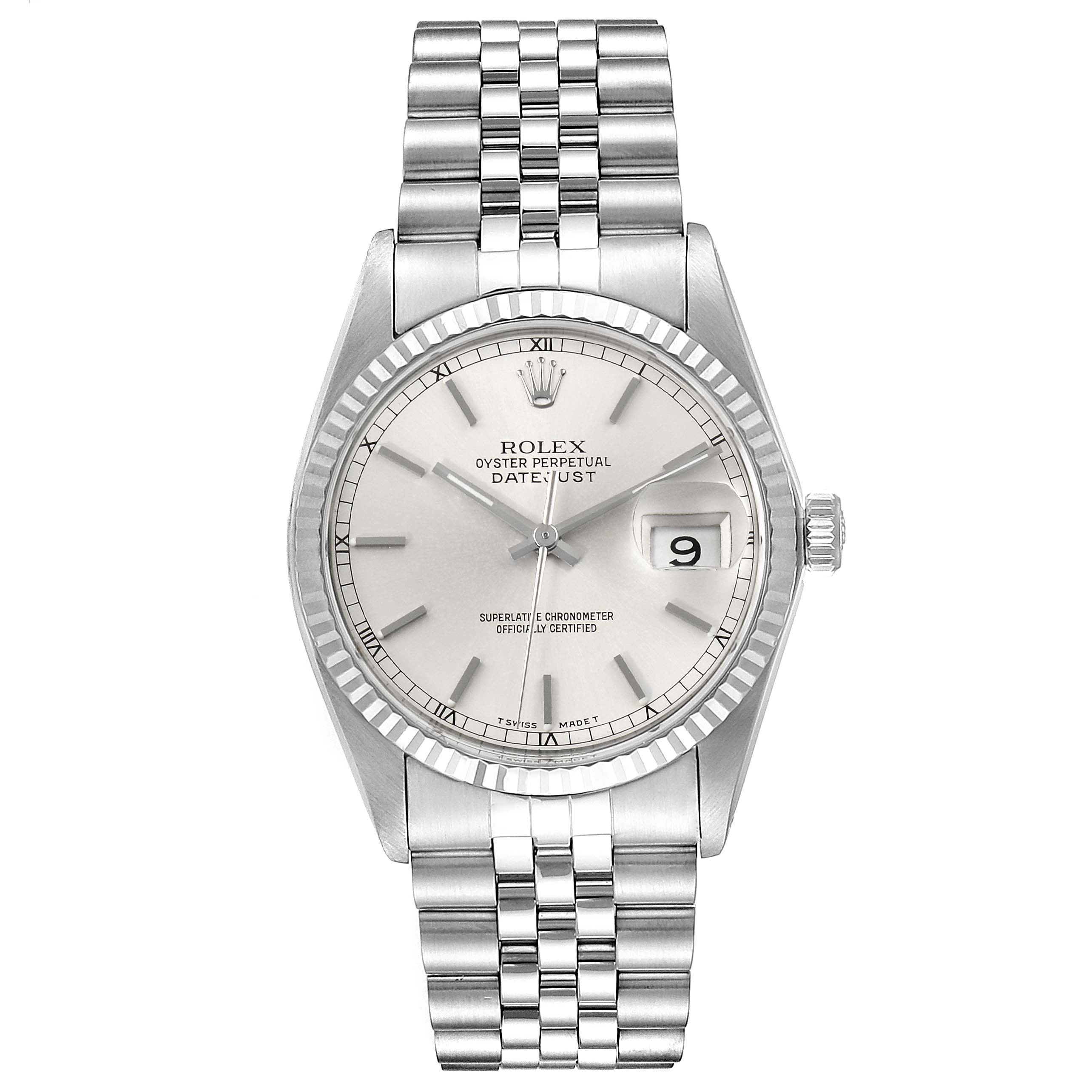 The Rolex Vintage Collection 16014 Men's Stainless Steel Silver Dial 16014 Men's Stainless Steel Silver Dial model shows a frontal view of the dial, case, bezel, and bracelet.