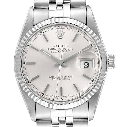 Photo of Rolex Datejust Steel White Gold Silver Dial Vintage Mens Watch 16014