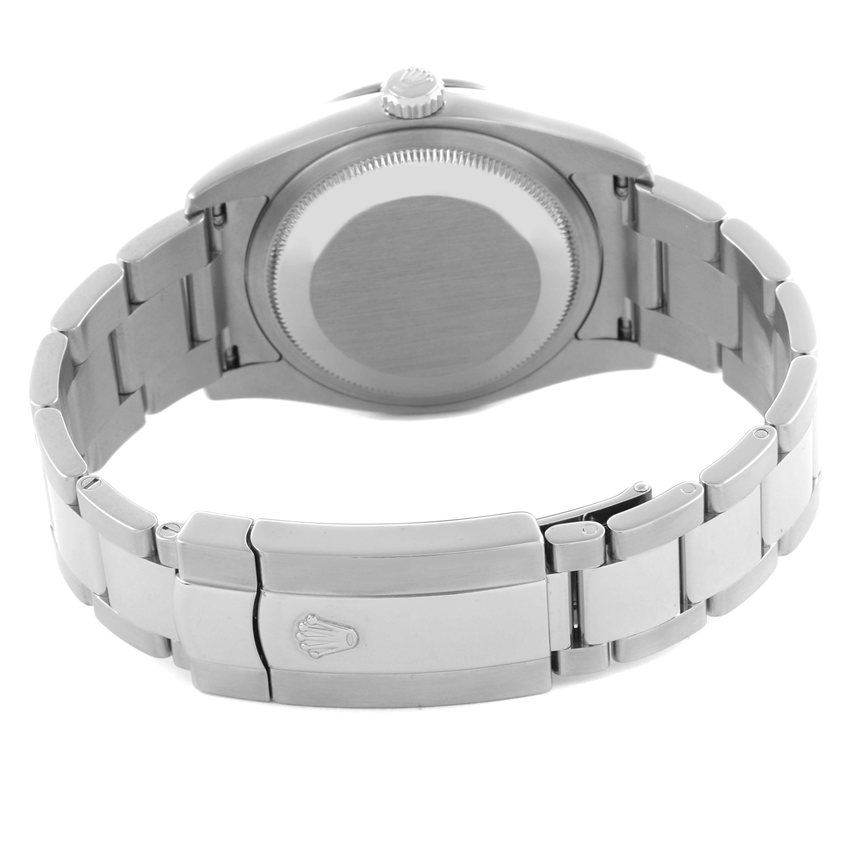 The image shows the back view of the Rolex Turn-o-Graph 116264 Men's Stainless Steel Blue Dial 116264 Men's Stainless Steel Blue Dial watch, highlighting the case back, bracelet, and clasp.