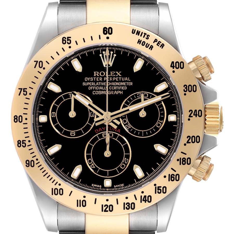 Rolex Daytona Steel Yellow Gold Black Dial Mens Watch 116523 SwissWatchExpo