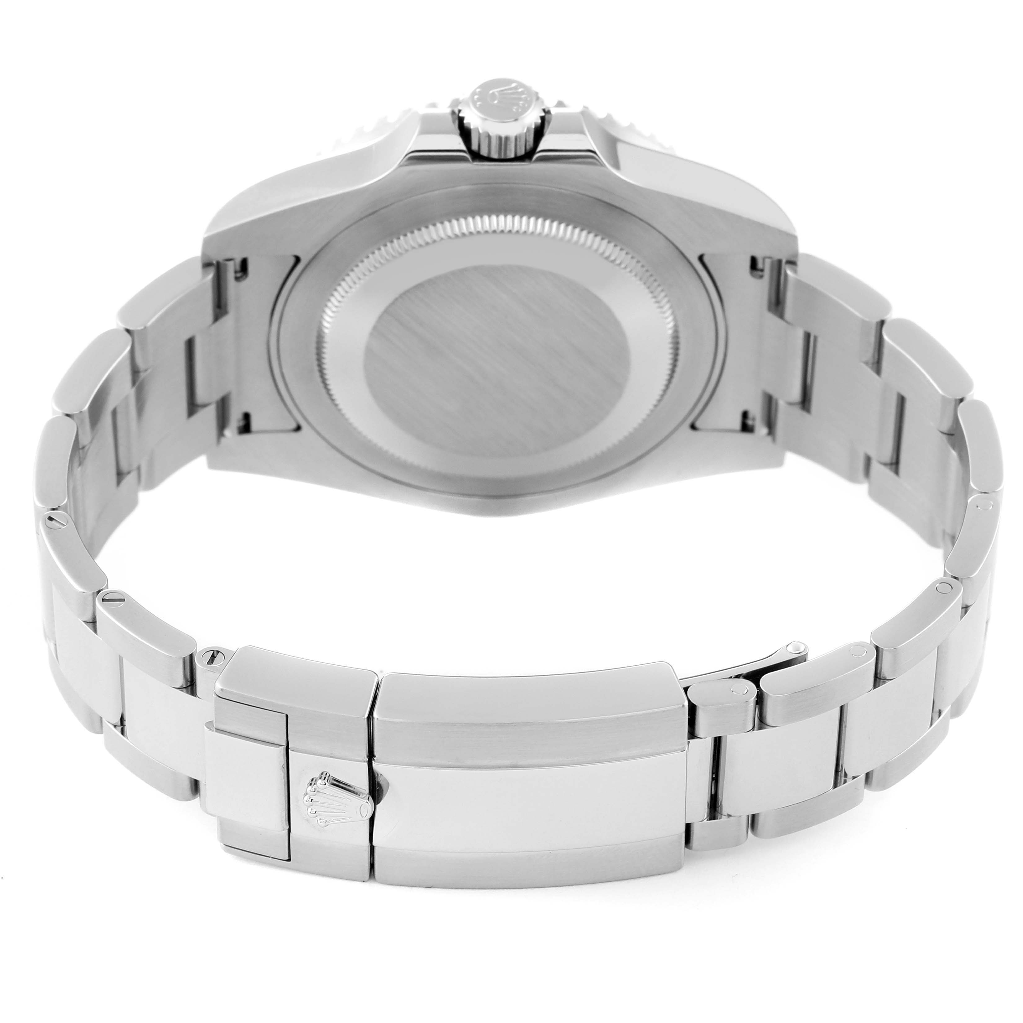 This image shows the back case and bracelet of a Rolex GMT-Master 116710LN Men
s Stainless Steel Black Dial 116710LN Men
s Stainless Steel Black Dial watch from a rear angle.