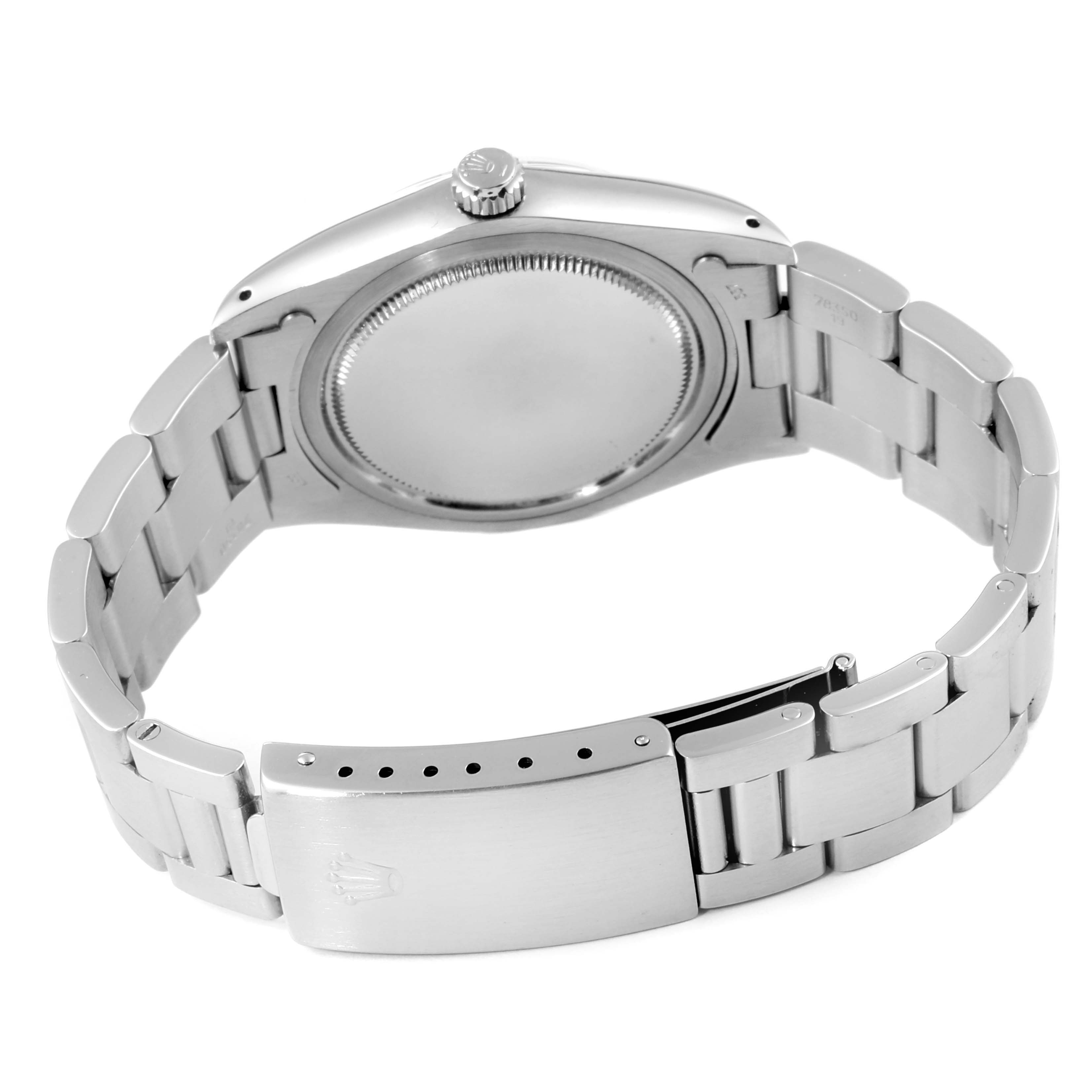 This image shows the back and stainless steel bracelet of the Rolex Vintage Collection 6694 Men's Stainless Steel Silver Dial 6694 Men's Stainless Steel Silver Dial watch.