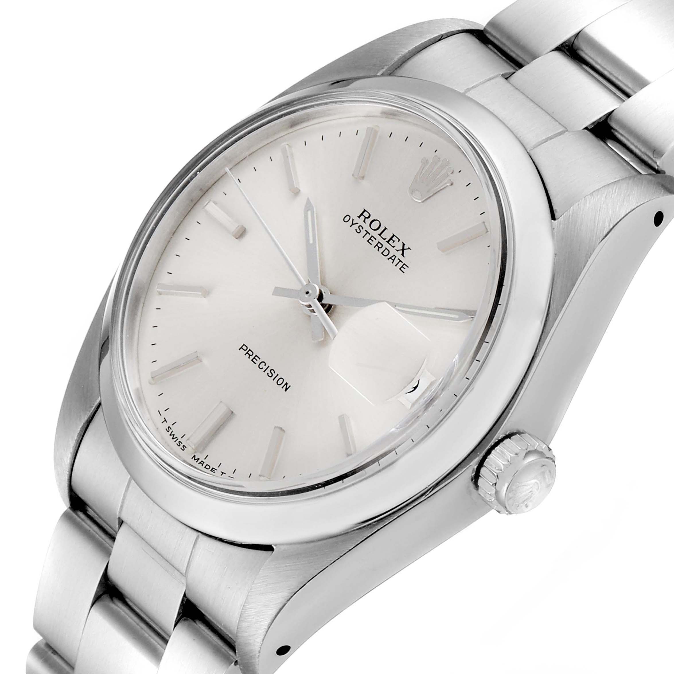 The watch, a Rolex Vintage Collection 6694 Men's Stainless Steel Silver Dial 6694 Men's Stainless Steel Silver Dial model, is shown at a slight angle displaying the face, bezel, side crown, and part of the bracelet.