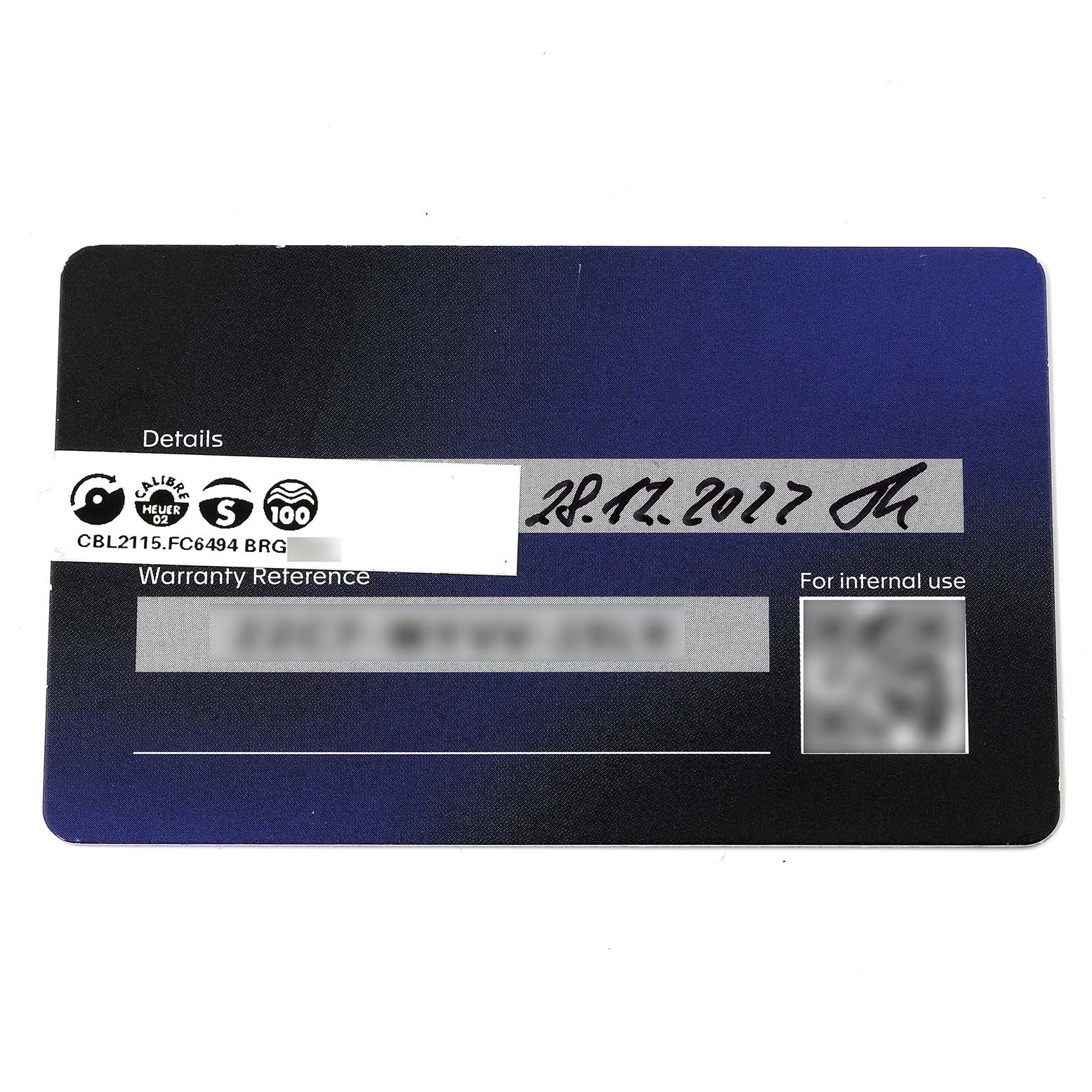 This image depicts the warranty card for the Monaco model watch by Tag Heuer.