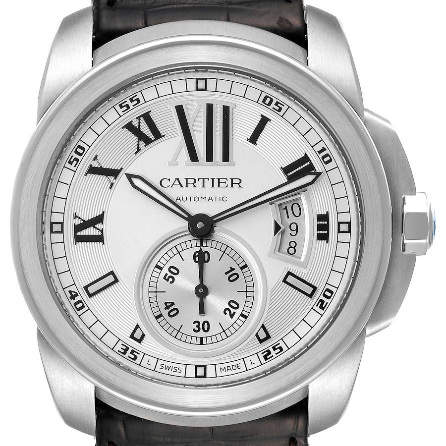 Cartier Calibre Silver Dial Stainless Steel Mens Watch W7100037 SwissWatchExpo