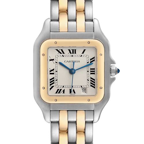 Photo of Cartier Panthere Large Steel Yellow Gold Two Row Ladies Watch W25028B6 Box Papers