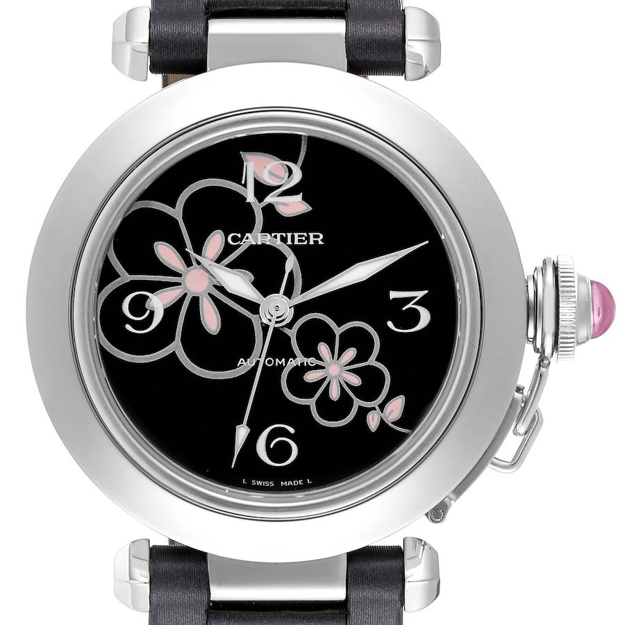 Cartier Pasha C Flower Dial Limited Edition Steel Ladies Watch W3109699 SwissWatchExpo