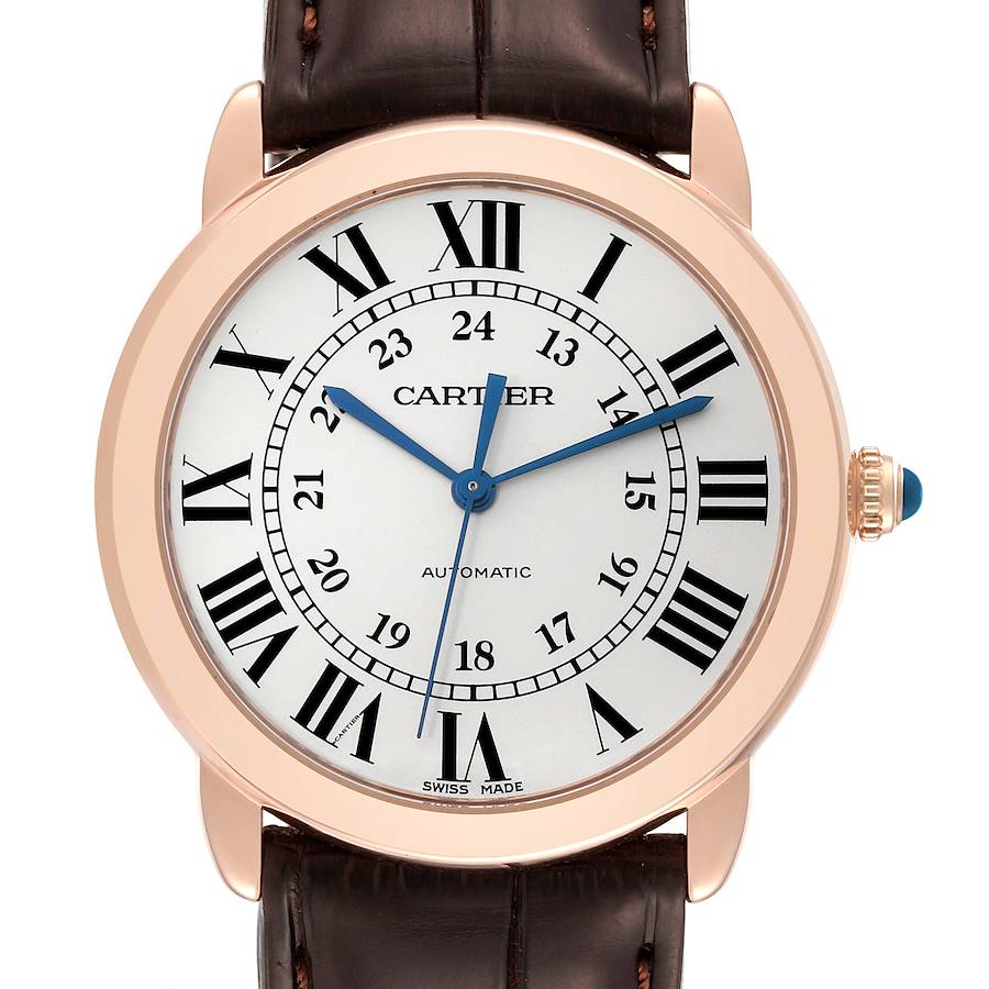 Cartier Ronde Solo 36mm Rose Gold Steel Automatic Mens Watch W2RN0008 Card SwissWatchExpo