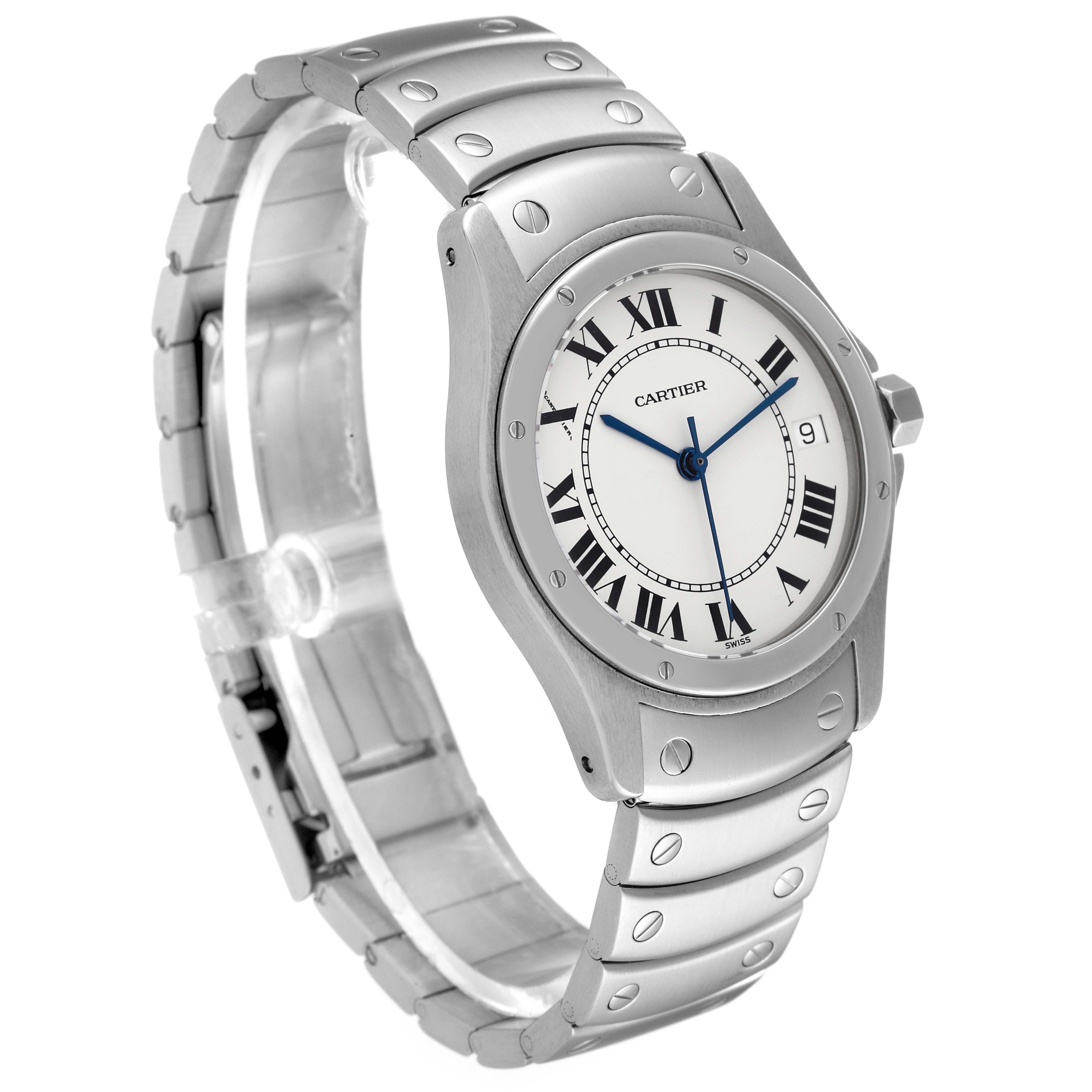 Cartier Santos Ronde 33mm Automatic Steel Mens Watch 1920 Box Papers ...