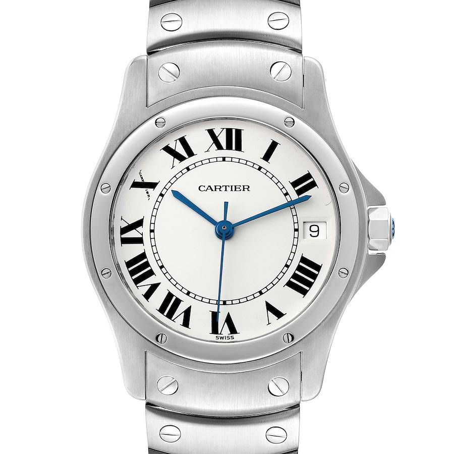 Cartier Santos Ronde 33mm Automatic Steel Mens Watch 1920 Box Papers SwissWatchExpo
