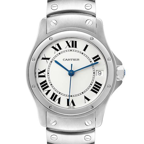 Photo of Cartier Santos Ronde 33mm Automatic Steel Mens Watch 1920 Box Papers