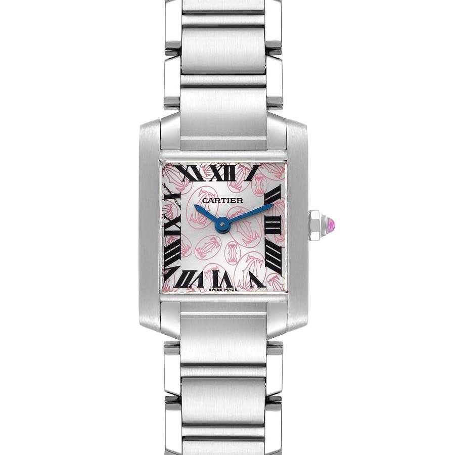 Cartier Tank Francaise Pink Double C Decor Limited Edition Steel Ladies Watch W51031Q3 SwissWatchExpo
