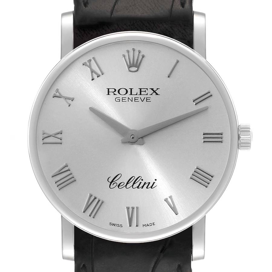 Rolex Cellini Classic White Gold Silver Dial Mens Watch 5115 SwissWatchExpo