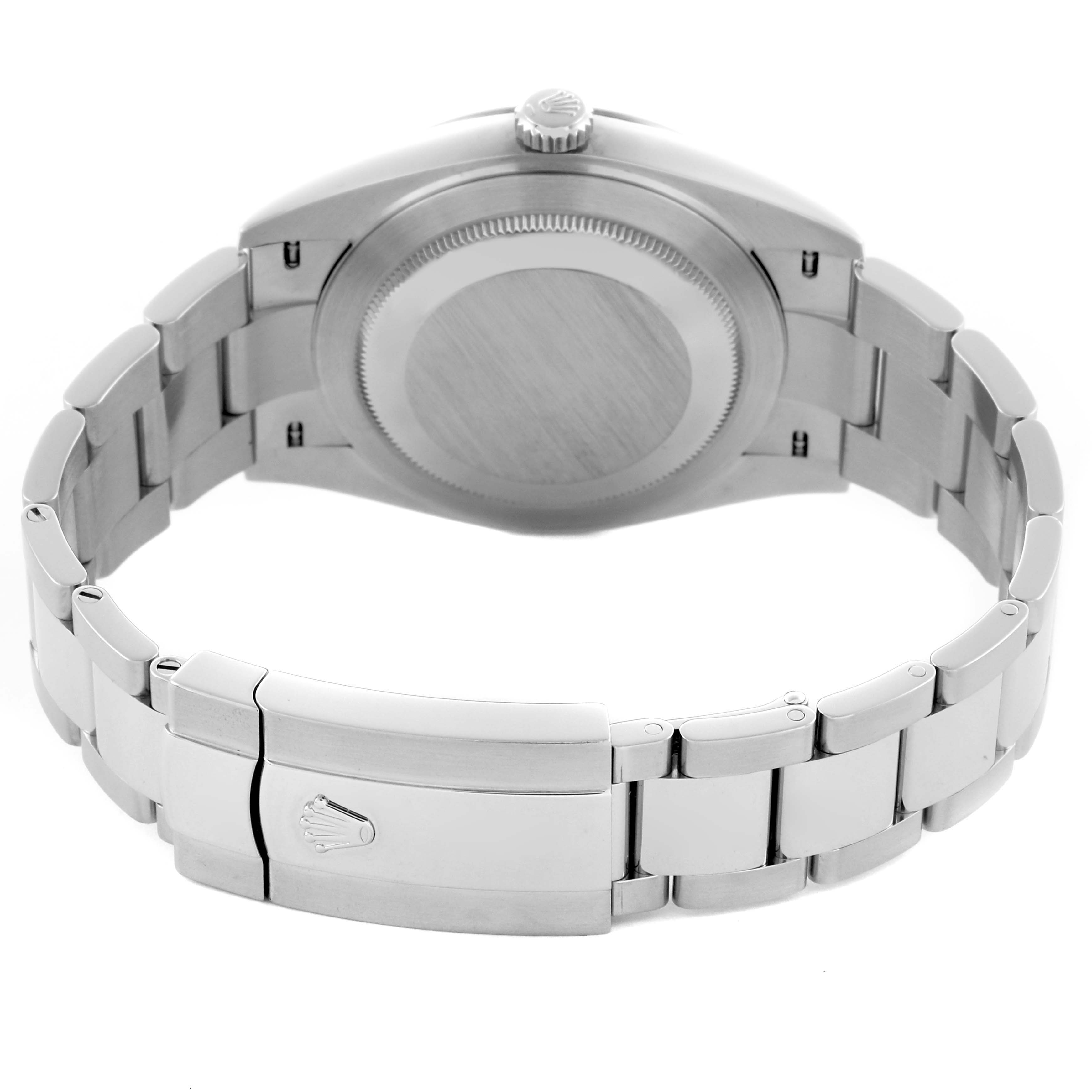 The image shows the back of the Rolex Datejust 41 126300 Men's Stainless Steel Silver Dial 126300 Men's Stainless Steel Silver Dial, featuring the case back, crown, and bracelet clasp.