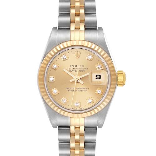 Photo of Rolex Datejust Steel Yellow Gold Champagne Diamond Dial Ladies Watch 79173