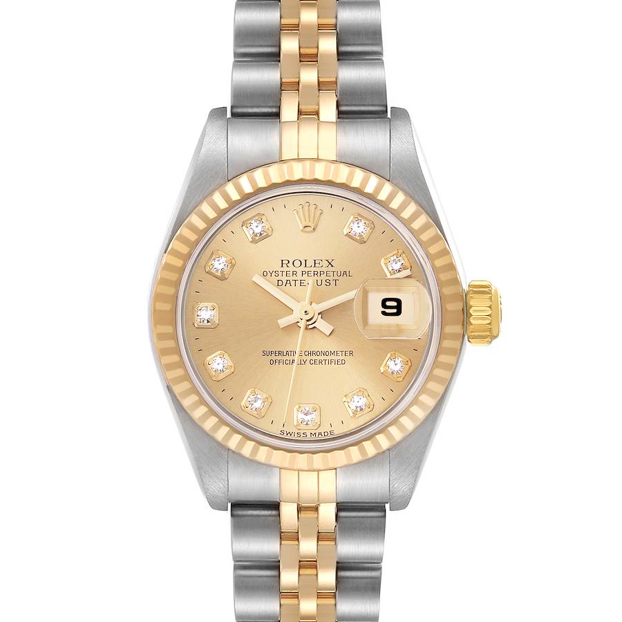 Rolex Datejust Steel Yellow Gold Champagne Diamond Dial Ladies Watch 79173 SwissWatchExpo