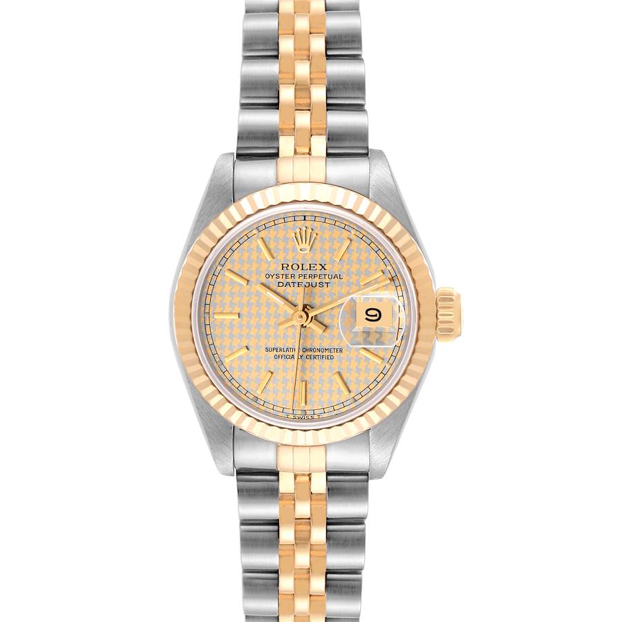 Rolex Datejust Steel Yellow Gold Houndstooth Dial Ladies Watch 69173 SwissWatchExpo
