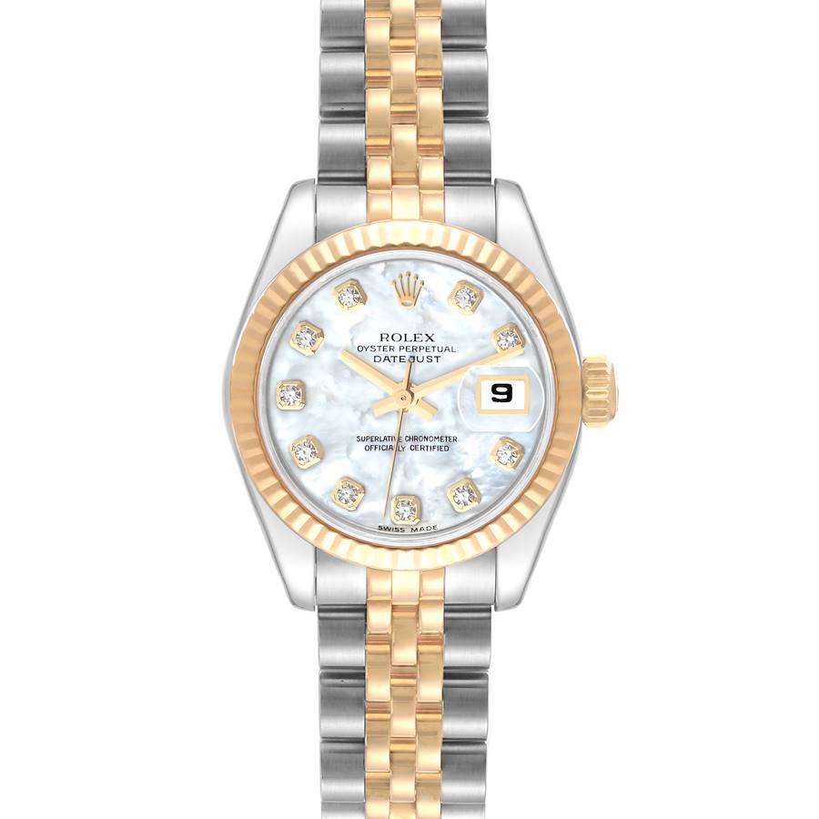 Rolex Datejust Steel Yellow Gold Mother Of Pearl Diamond Dial Ladies Watch 179173 Box Papers SwissWatchExpo