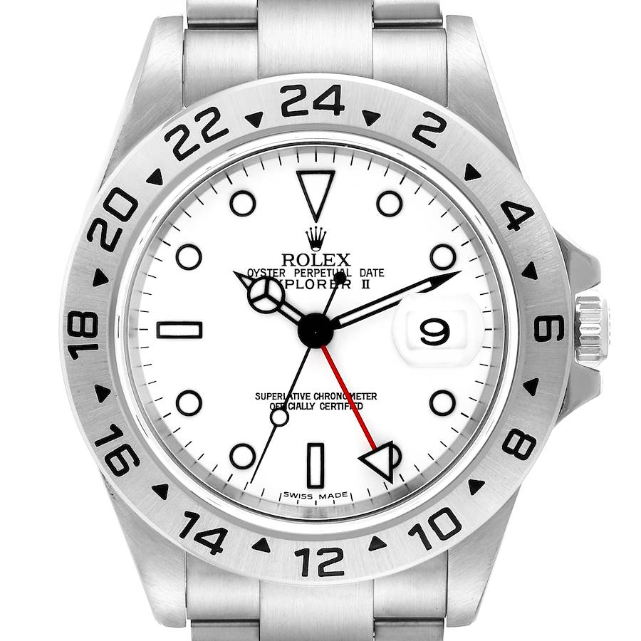 Rolex Explorer II 40mm White Polar Dial Steel Mens Watch 16570 Box Papers SwissWatchExpo