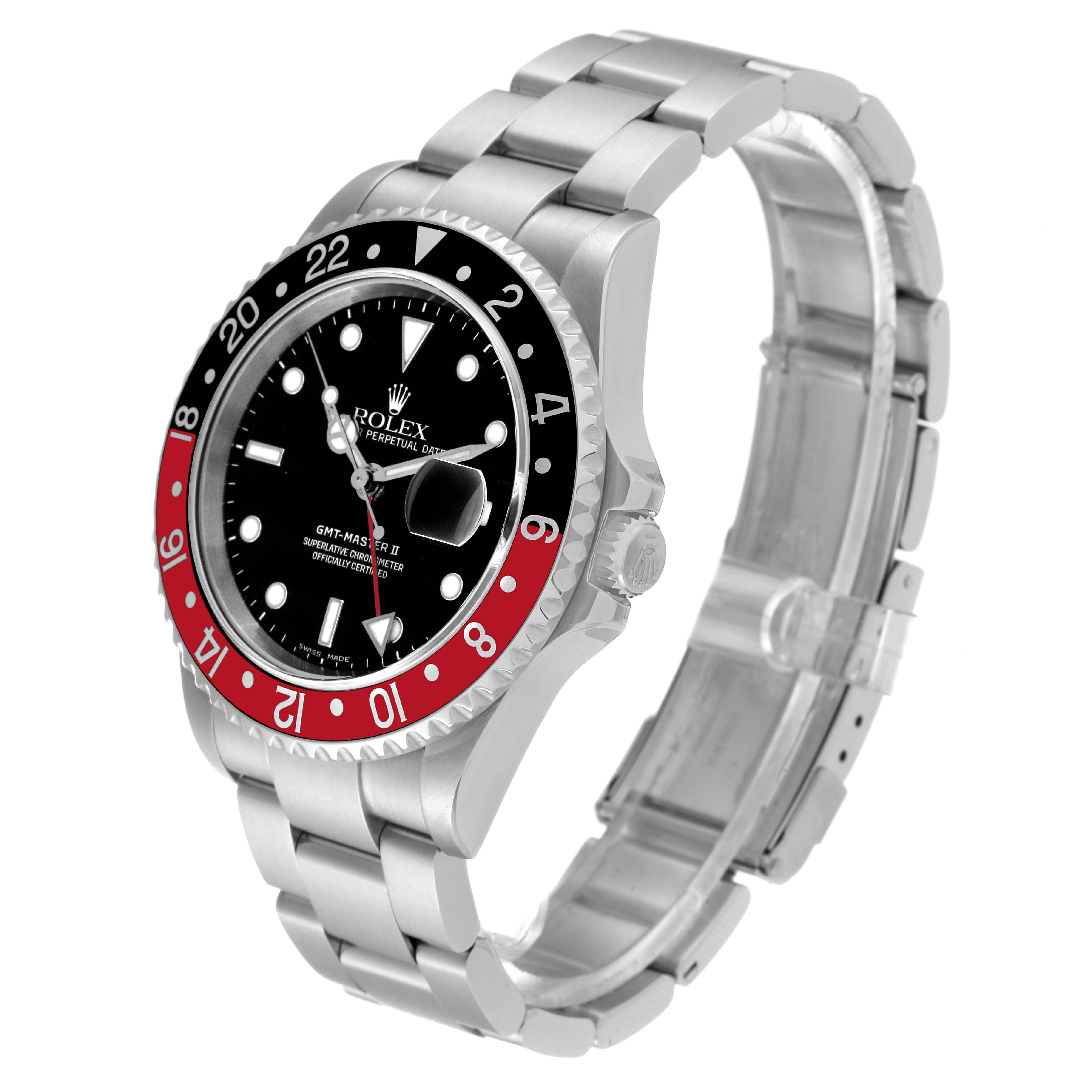 This Rolex GMT-Master 16710 Men
s Stainless Steel Black Dial 16710 Men
s Stainless Steel Black Dial watch model is shown from a three-quarter angle, displaying the bezel, dial, and bracelet.