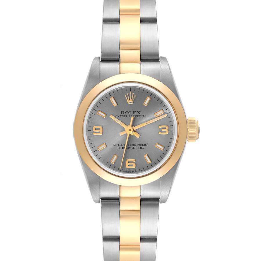 Rolex Oyster Perpetual Steel Yellow Gold Slate Dial Ladies Watch 67183 SwissWatchExpo