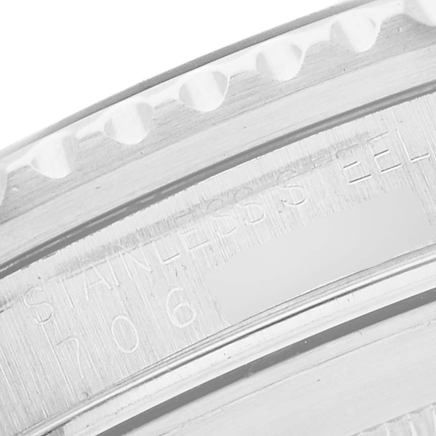 This image shows a close-up view of the case back edge with markings of the Rolex Vintage Collection 16800 Men's Stainless Steel Black Dial 16800 Men's Stainless Steel Black Dial watch.