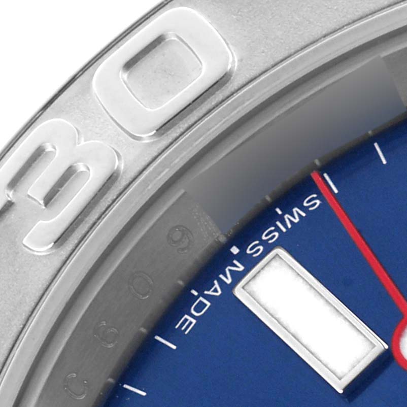 The image shows a close-up of the bezel and dial with the "30" indicator of the Rolex Yacht-Master 116622 Men's Stainless Steel Blue Dial 116622 Men's Stainless Steel Blue Dial model.