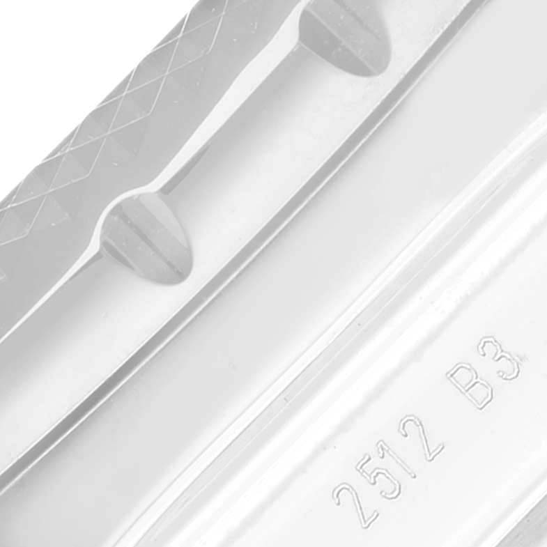 This close-up shows the side edge and part of the clasp with serial number details for the Breitling Bentley A44364 Men's Stainless Steel Blue Dial A44364 Men's Stainless Steel Blue Dial watch model.